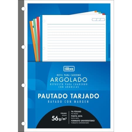 Refil Tiliflex Tarjado para Caderno Argolado Universitário 200x275mm 96 Folhas Tilibra