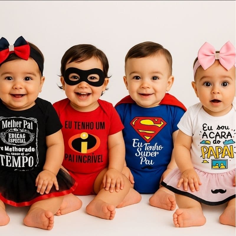 Body Bebê Dia Dos Pais Com Saia e Laço Fantasia Mesversário Ensaio Fotográfico Promoção Bory Primeiro Dia Dos Pais