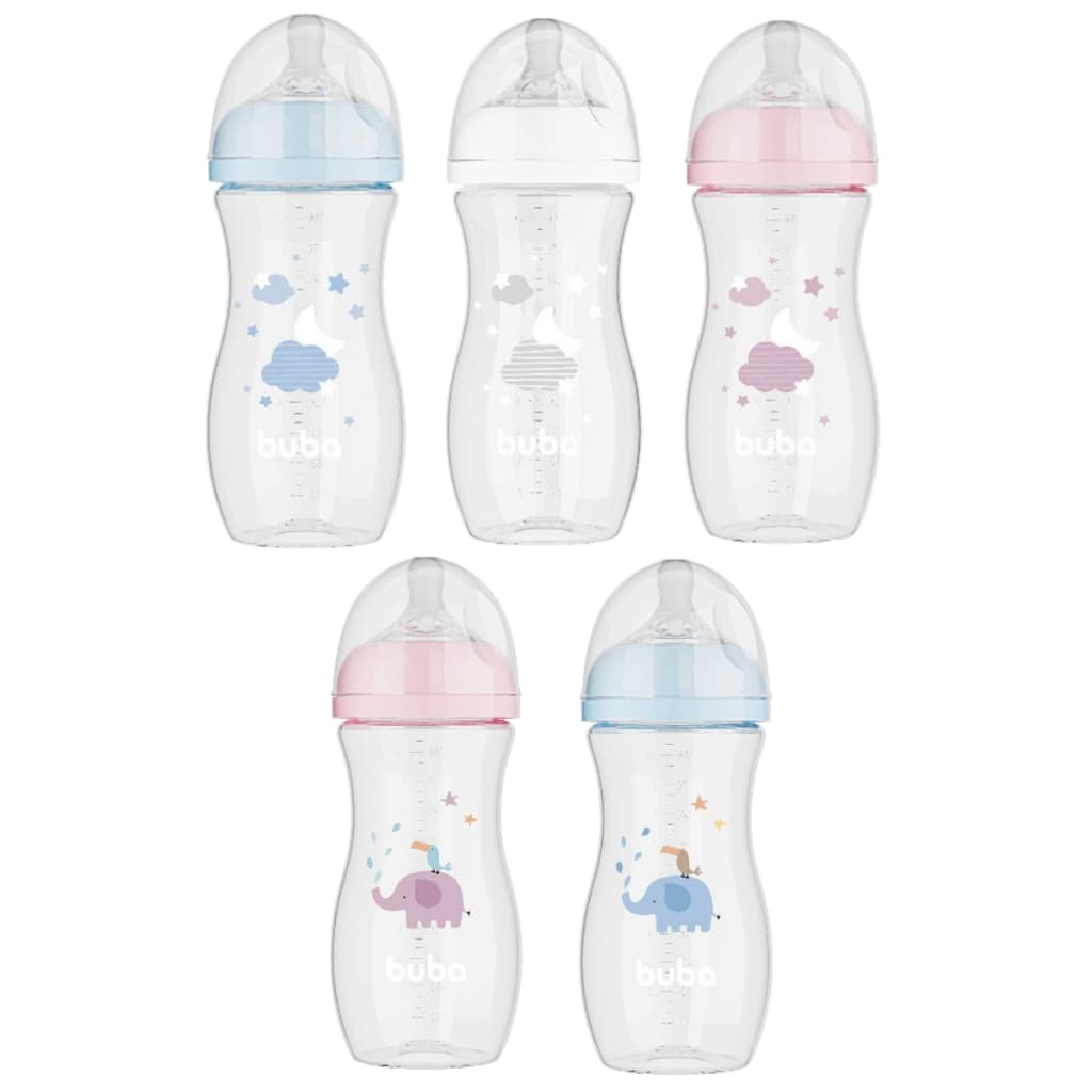 Mamadeira Easy Flow Buba 330 mL Válvula com Controle de Ar Bico Confortável e Sedoso +4 meses