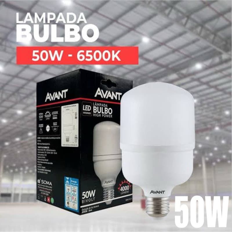 Lampada Led Bulbo Hp 50w 6500k  E27 110v/220v Bivolt Avant Alta potência super Led branco frio