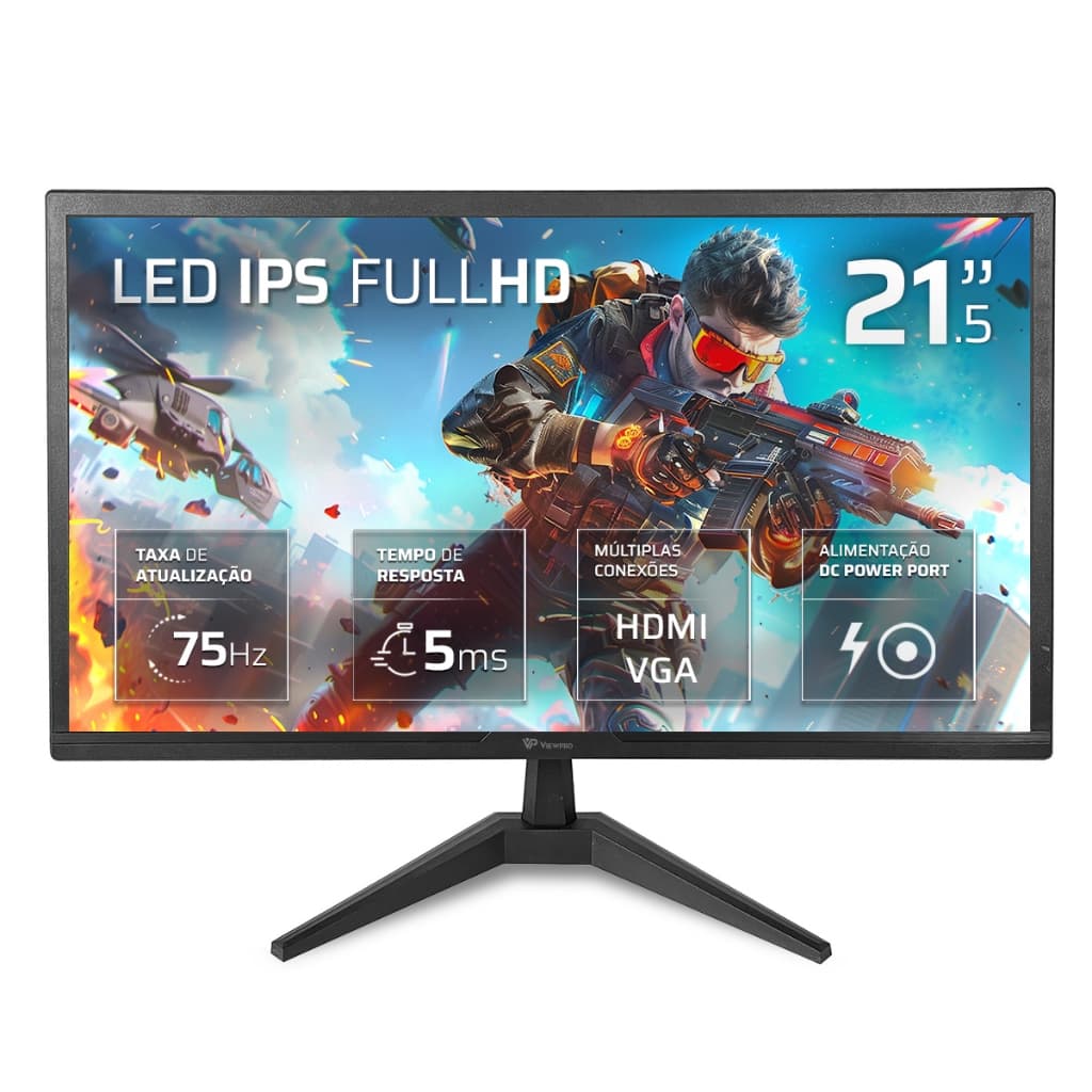 Monitor Viewpro Mwv21 21''5 Led Com Hdmi Vga Vesa Cor Preto 127/220v