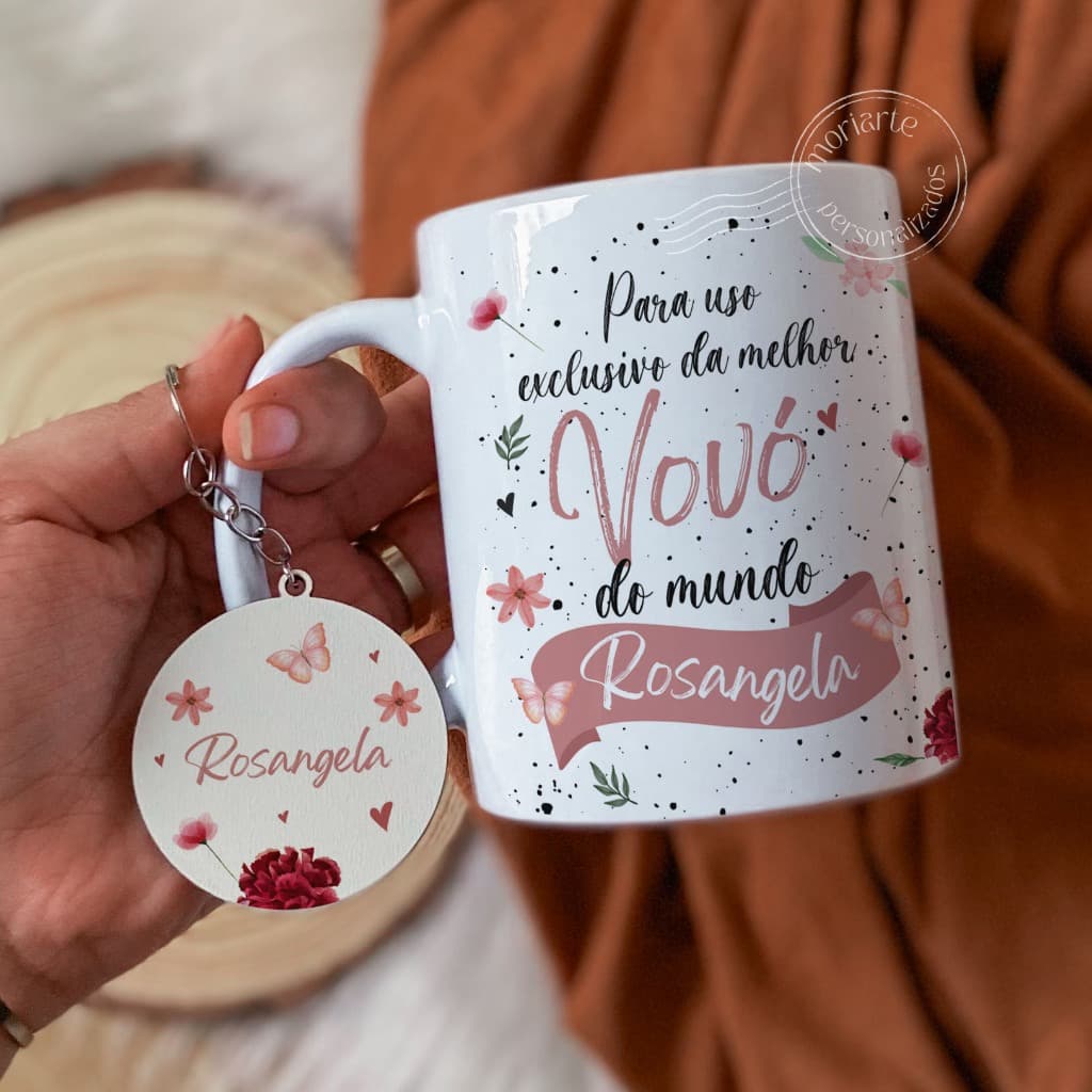 Caneca personalizada para Avó, caneca+chaveiro, presente criativo, Melhor vovó do mundo