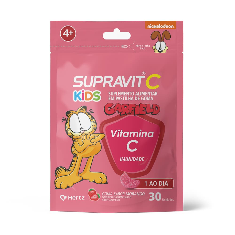 Supra C Kids Suplemento de Vitamina C Sabor Laranja 30 unidades.