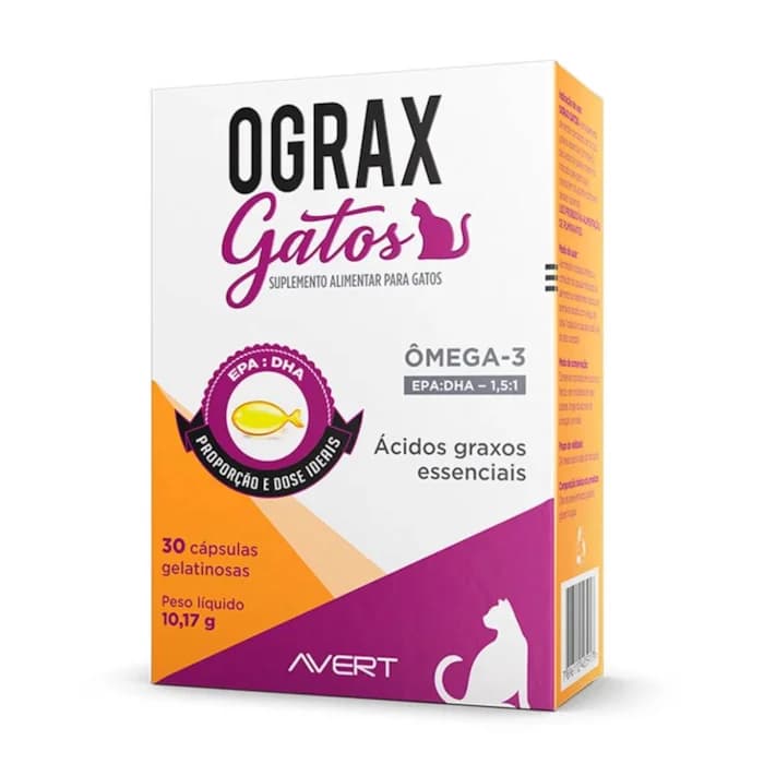 Ograx Gatos Com 30 Capsulas Ômega 3 Ácidos Graxos Essenciais