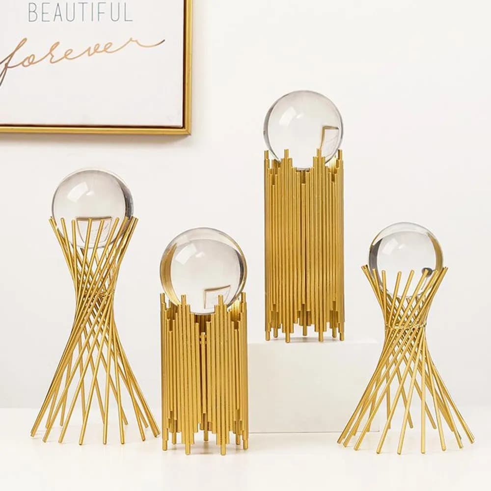 Enfeite Decorativo Em Metal Com Esfera Globo de Vidro