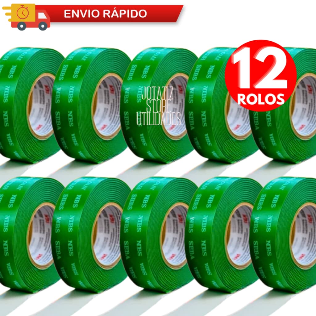 Conjunto 12/ 06/ 04 Rolos Fita Adesiva Fita Dupla Face 2M - Dupla Face Para Parede Forte Transparente