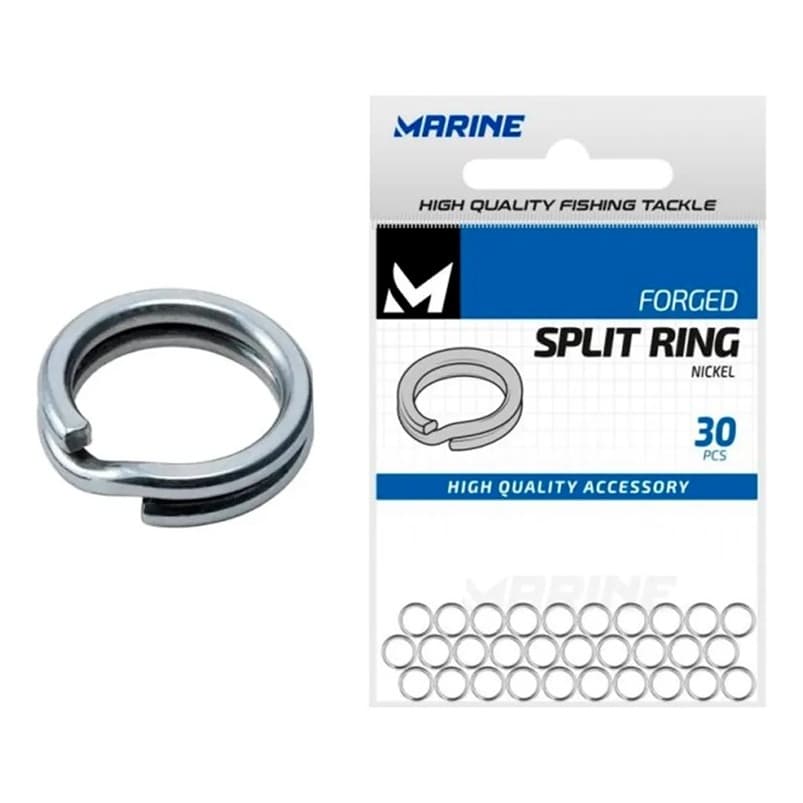 Marine Sports Argola Split Ring Nickel c/ 30pçs Isca Artificial Garatéia Nº 5, 6, 7, 8, 9, 10