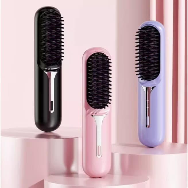 Sem Fio Escova Alisadora Bivolt 5 em 1 - Alisa, Hidrata, Modela, Alinha e Anti-Frizz