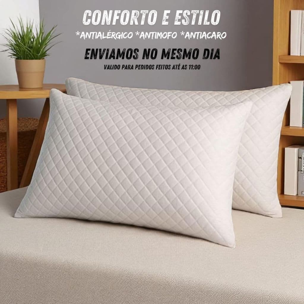 Kit 2 Travesseiros para Casal Antialérgico Confortável Luxo