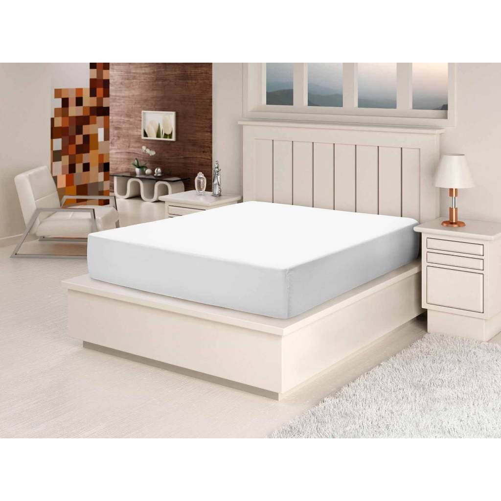 Capa Protetora Protetor Colchão Com Elástico Cama Casal Queen Malha Impermeável Respirável Liso Branco