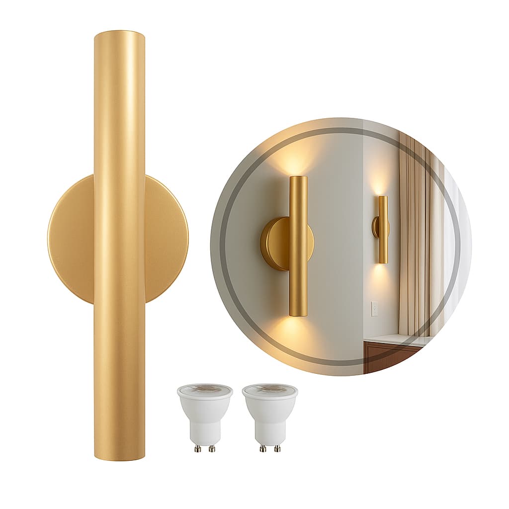 Arandela Tubo Cilindro Cyla Champanhe + 2 Leds Mr11 St2773
