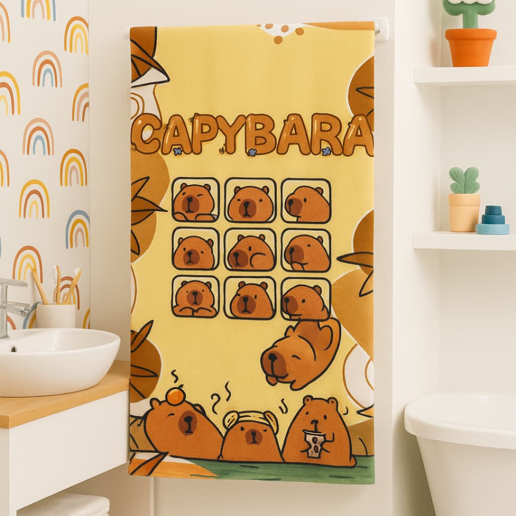 Toalha Infantil Capivara Desenhos Kids Baby De Banho 100% Microfibra  LANÇAMENTO 2025
