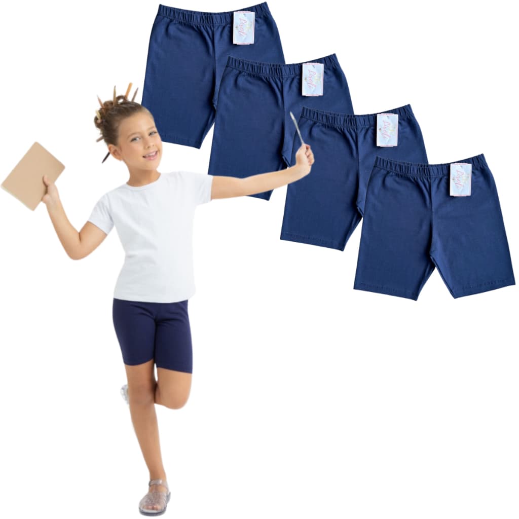 Kit 4 Bermuda Cotton Uniforme Escolar Infantil Juvenil Menina Tamanho 1 ao 16