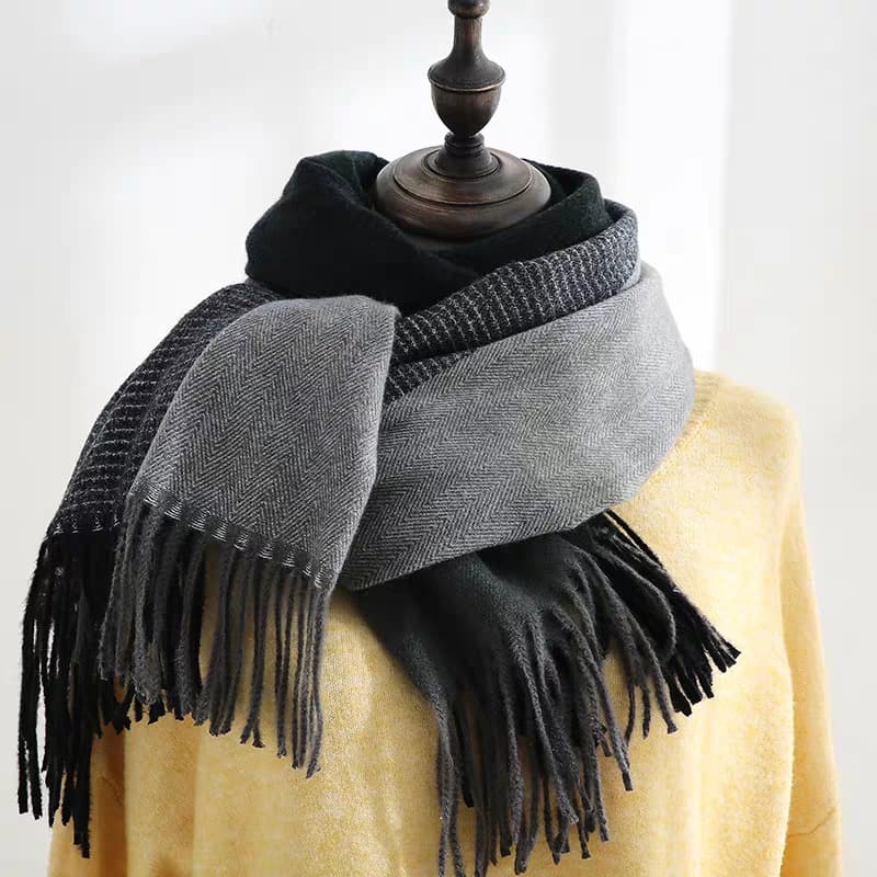 Cachecol Xadrez Feminino Tecido Grosso com Franja Inverno