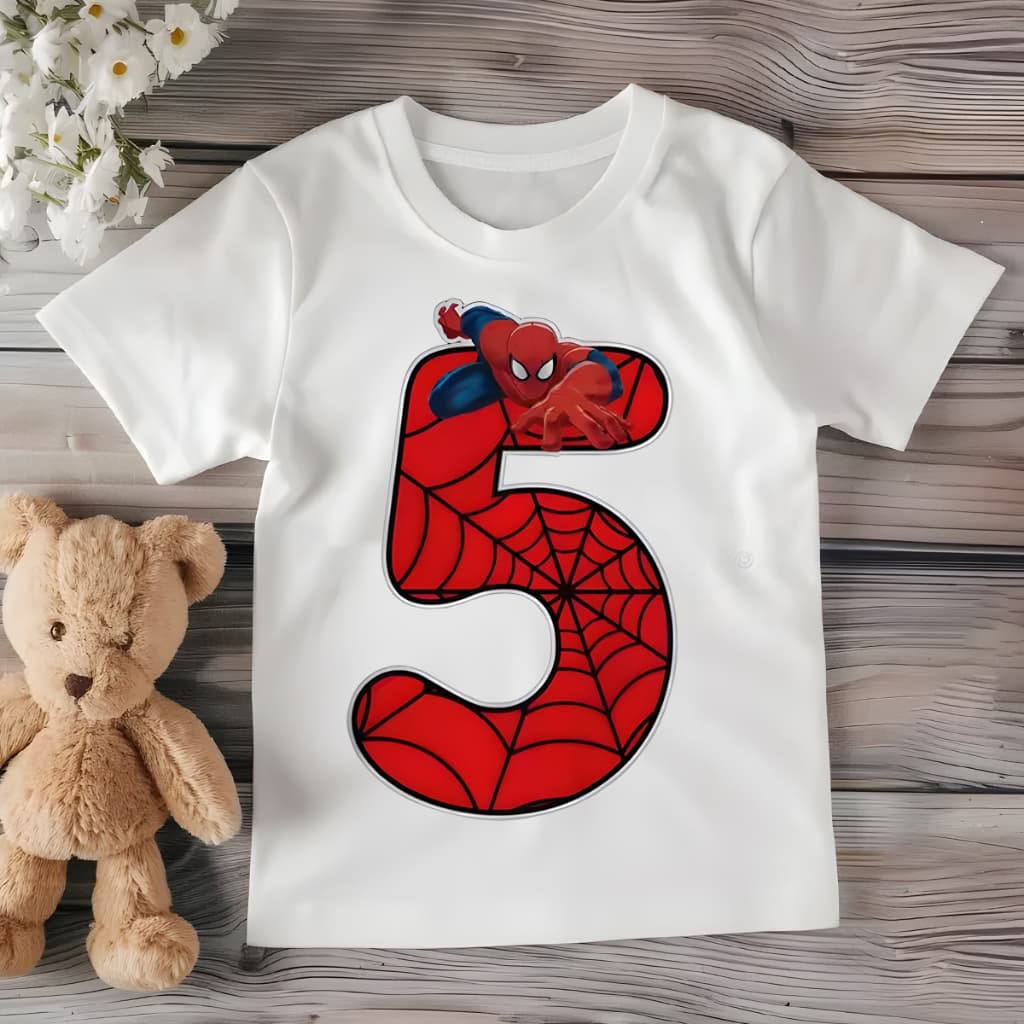 Camisa Homem aranha Fantasia Aniversário manga curta camiseta tamanho 2 ao GG