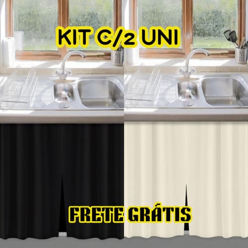 KIT 2 Cortina Para Pia 138x80cm de Cozinha PVC Várias Cores Impermeável
