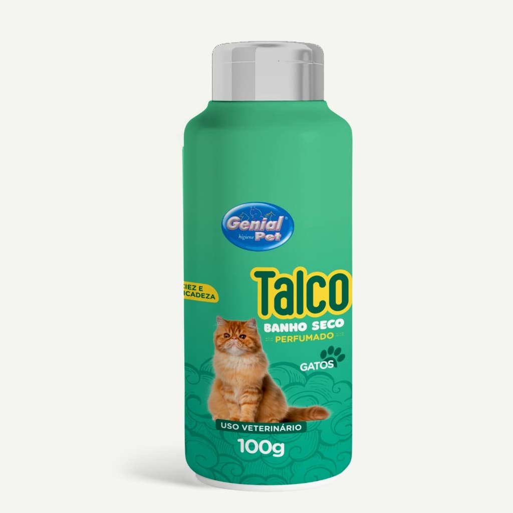 Talco Perfumado Banho a Seco Para Gatos Cheiroso 100g Genial pet