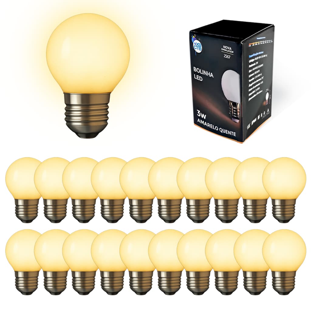 Kit 20 Lâmpadas para Festa Bar Restaurante Decoração Ambiente Bivolt Luz Confortável LED 3W Camarim