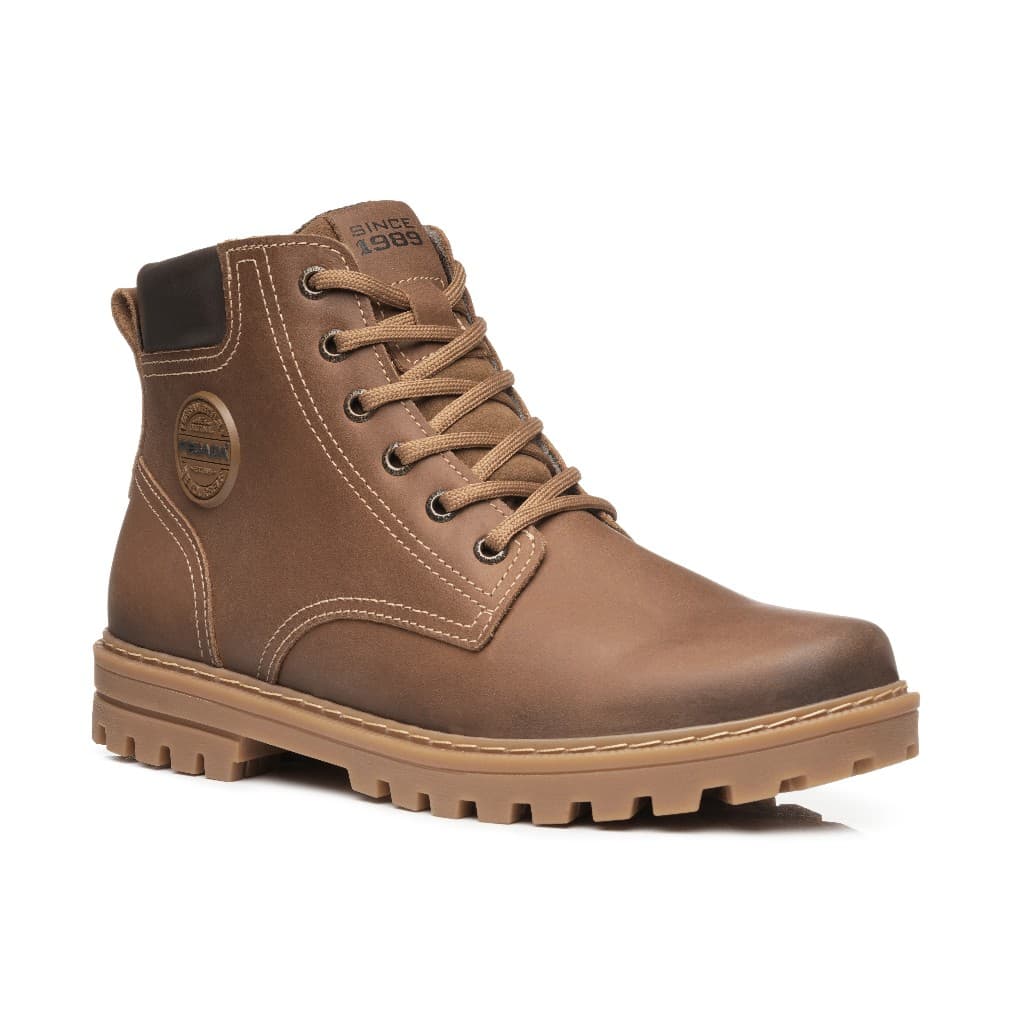 Bota Coturno Masculino Pegada Em Couro Confortável