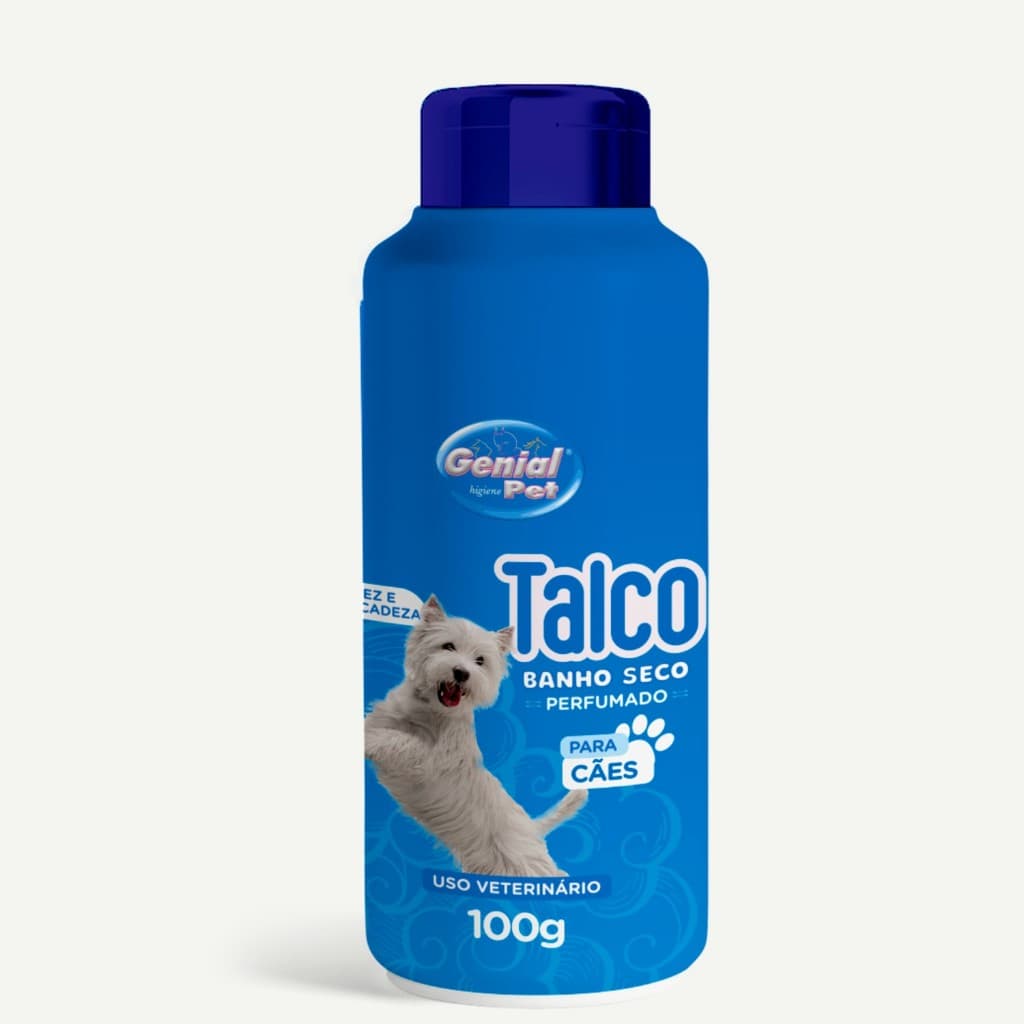 Talco Pet Banho A Seco Sem Enxágue Cães Cachorro Gato Macho 100g