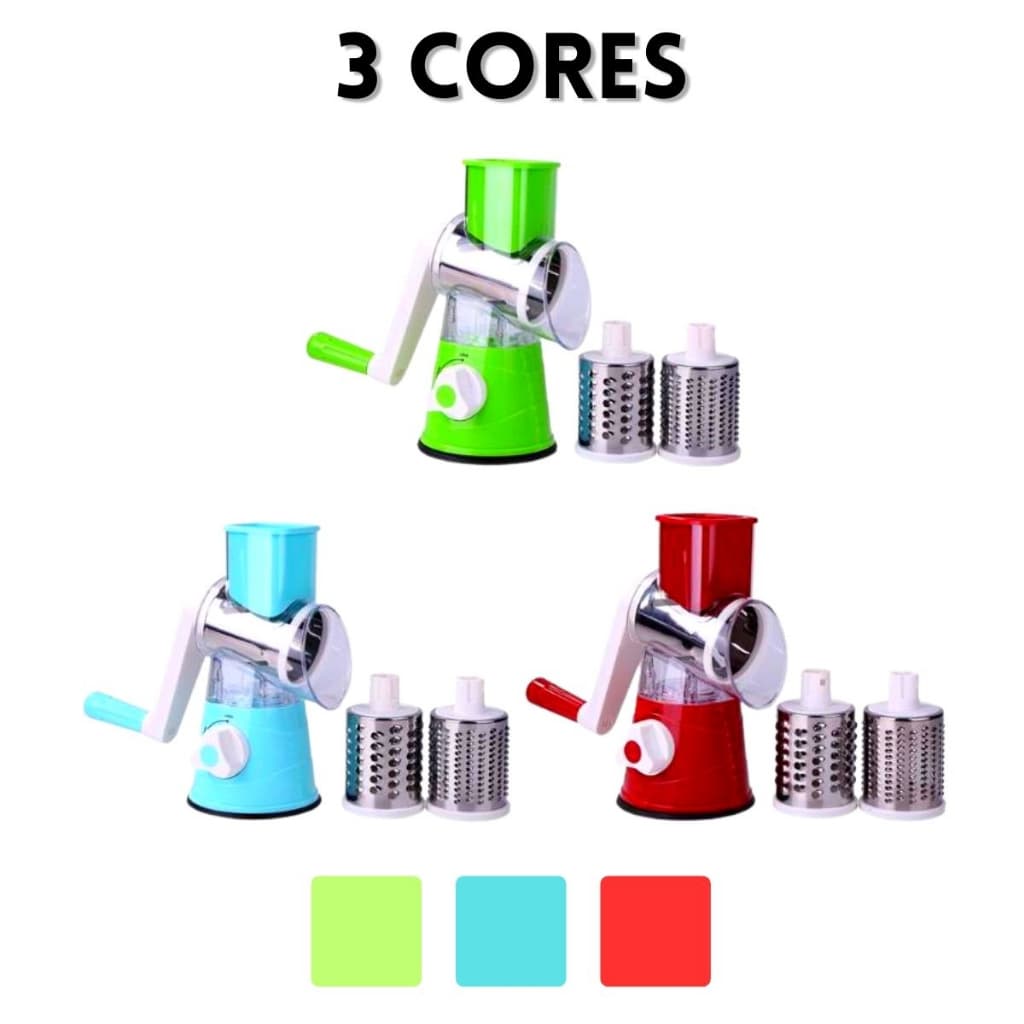 Cortador Ralador Fatiador De Legumes e Vegetais Giratório 3 Lâminas Inox Mandoline Table Moderna Mix