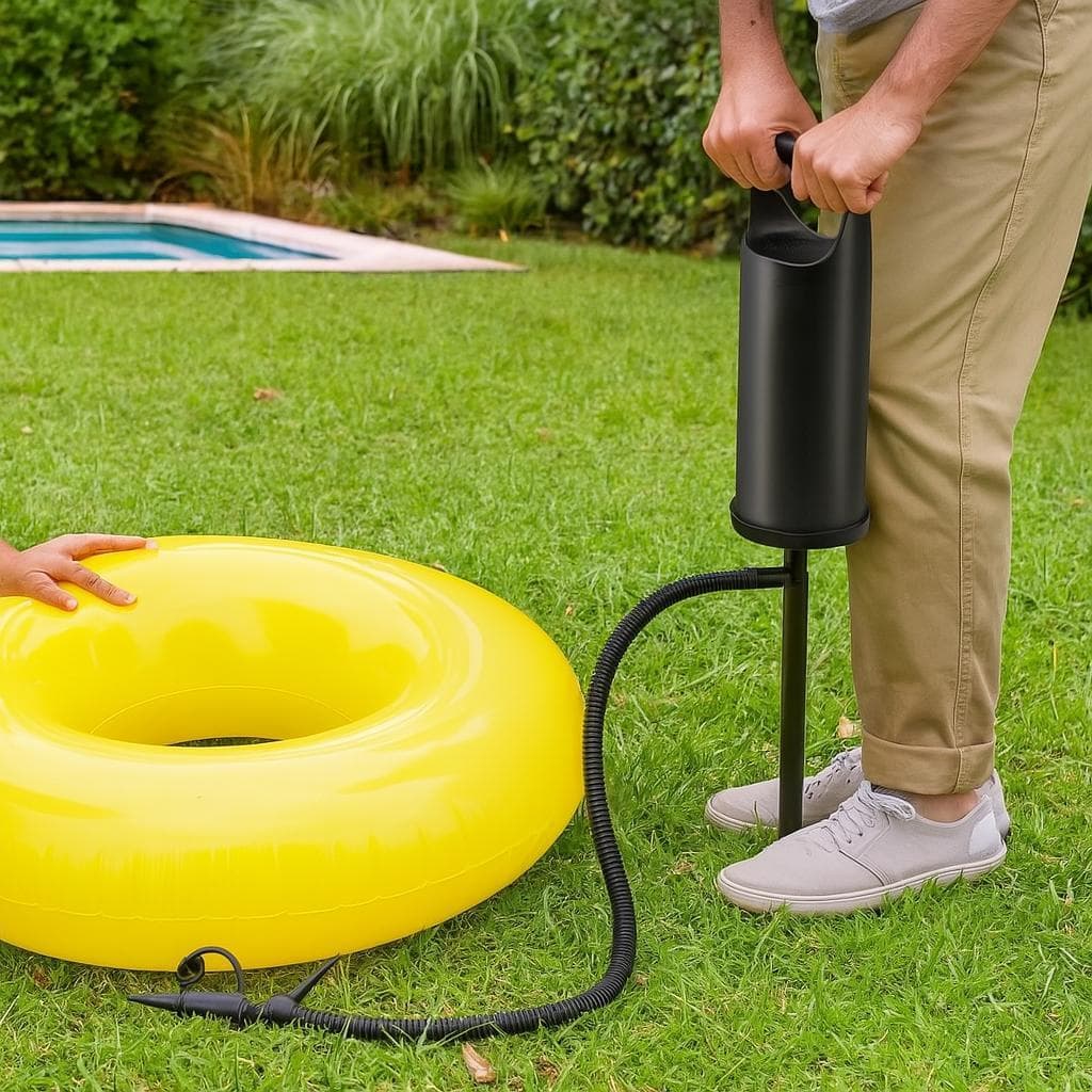 Bomba De Ar Manual Portátil Para Infláveis Com Pedal – Ideal Para Boia, Piscina, Colchão E Brinquedos