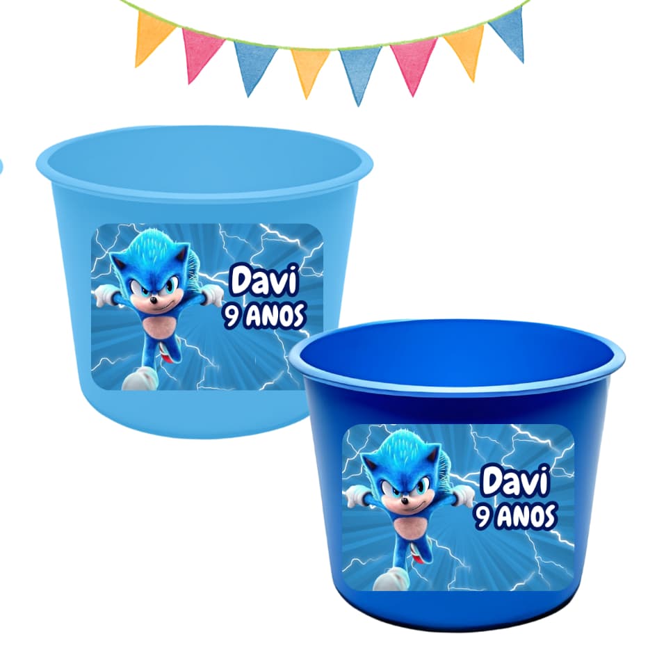 Baldinho de Pipoca Personalizado Sônic - 1,5l Grande