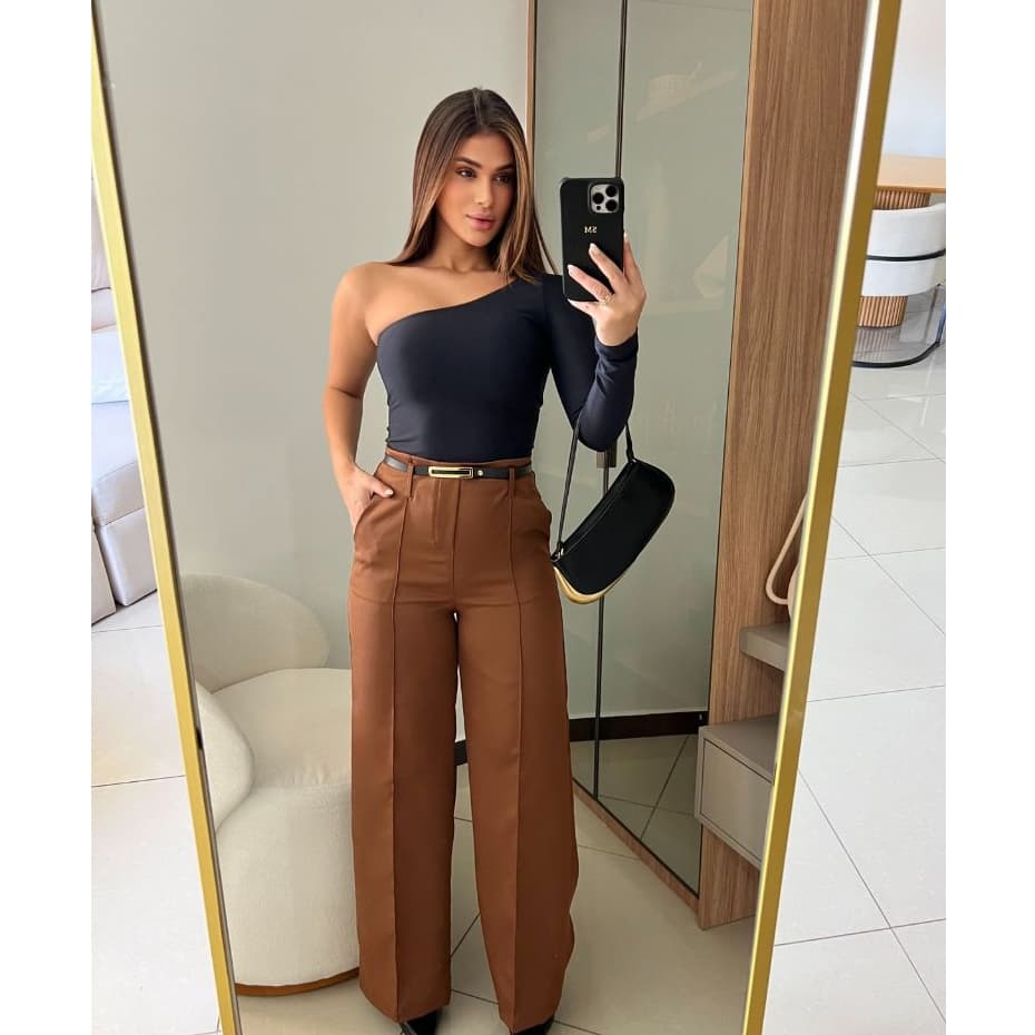 calça alfaiataria feminina pantalona linho