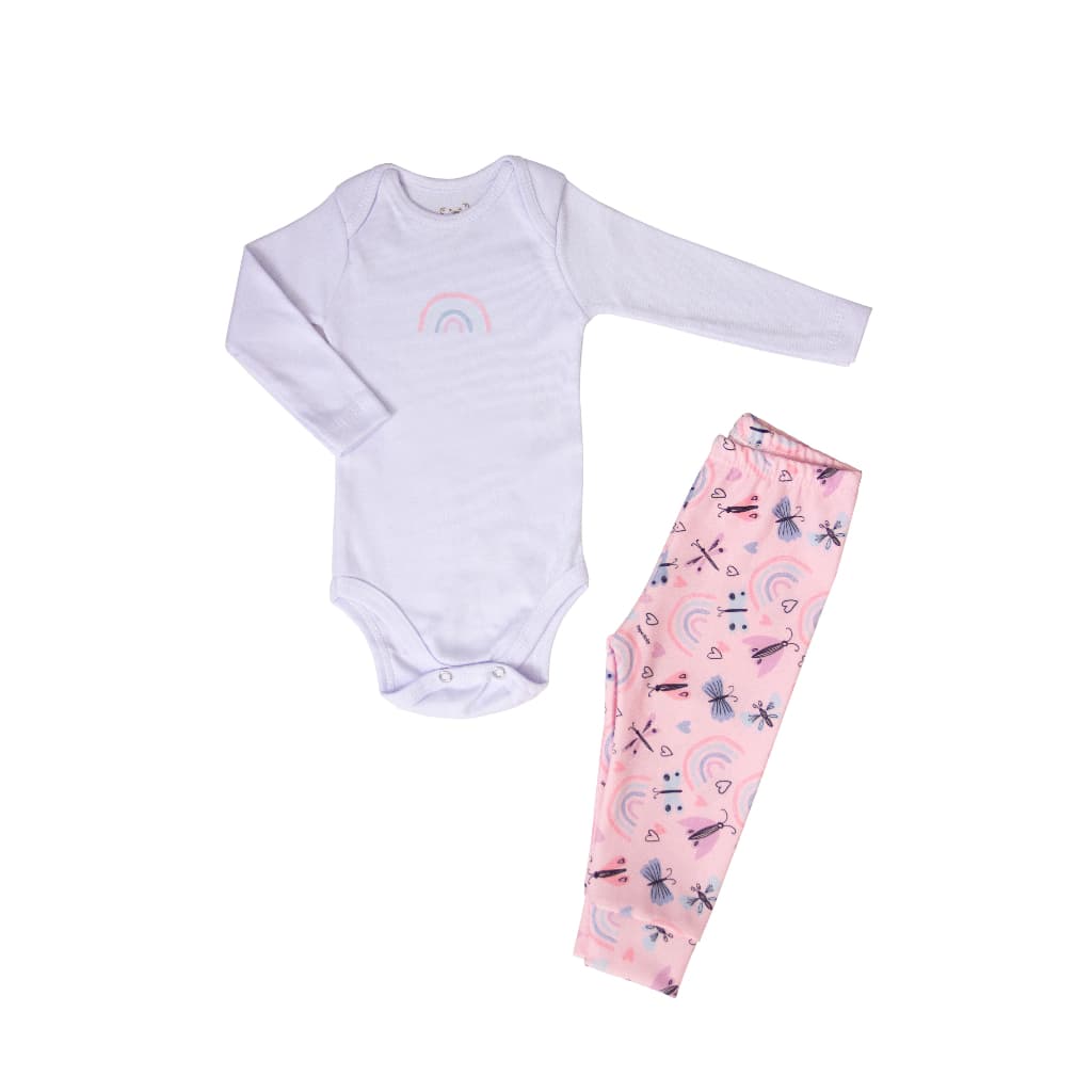 Conjunto Calça e Body Manga Longa Arco Íris