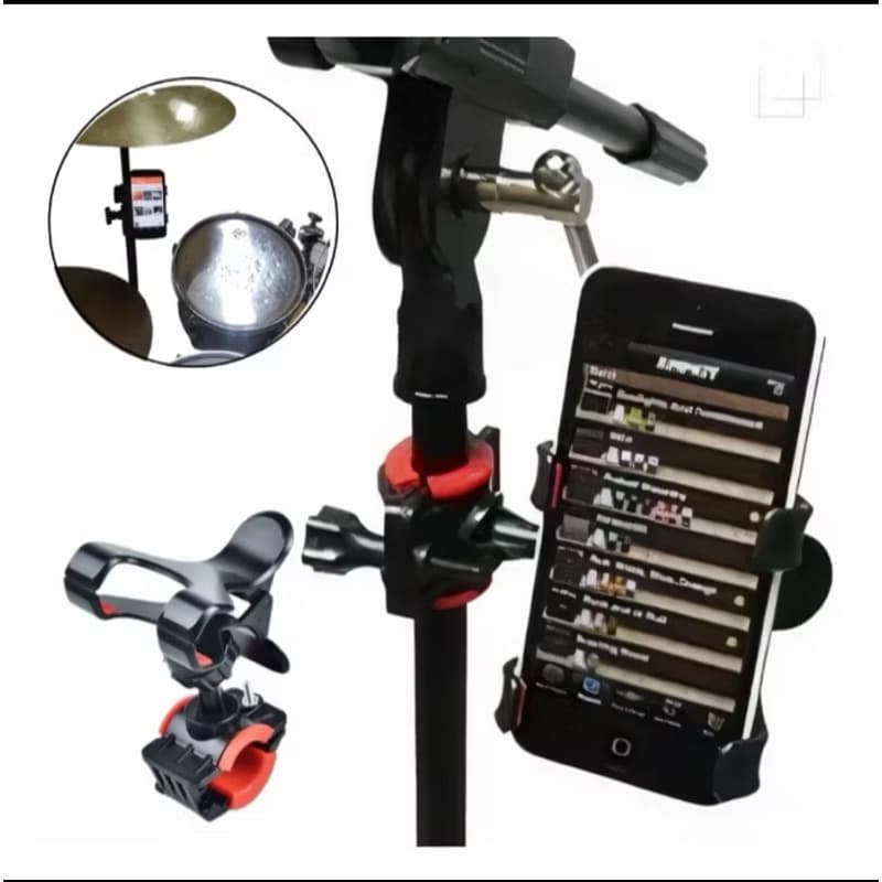 Suporte Celular Para Pedestal Microfone baterista Cifras Cantores Serve Para Bike e Moto 360 º