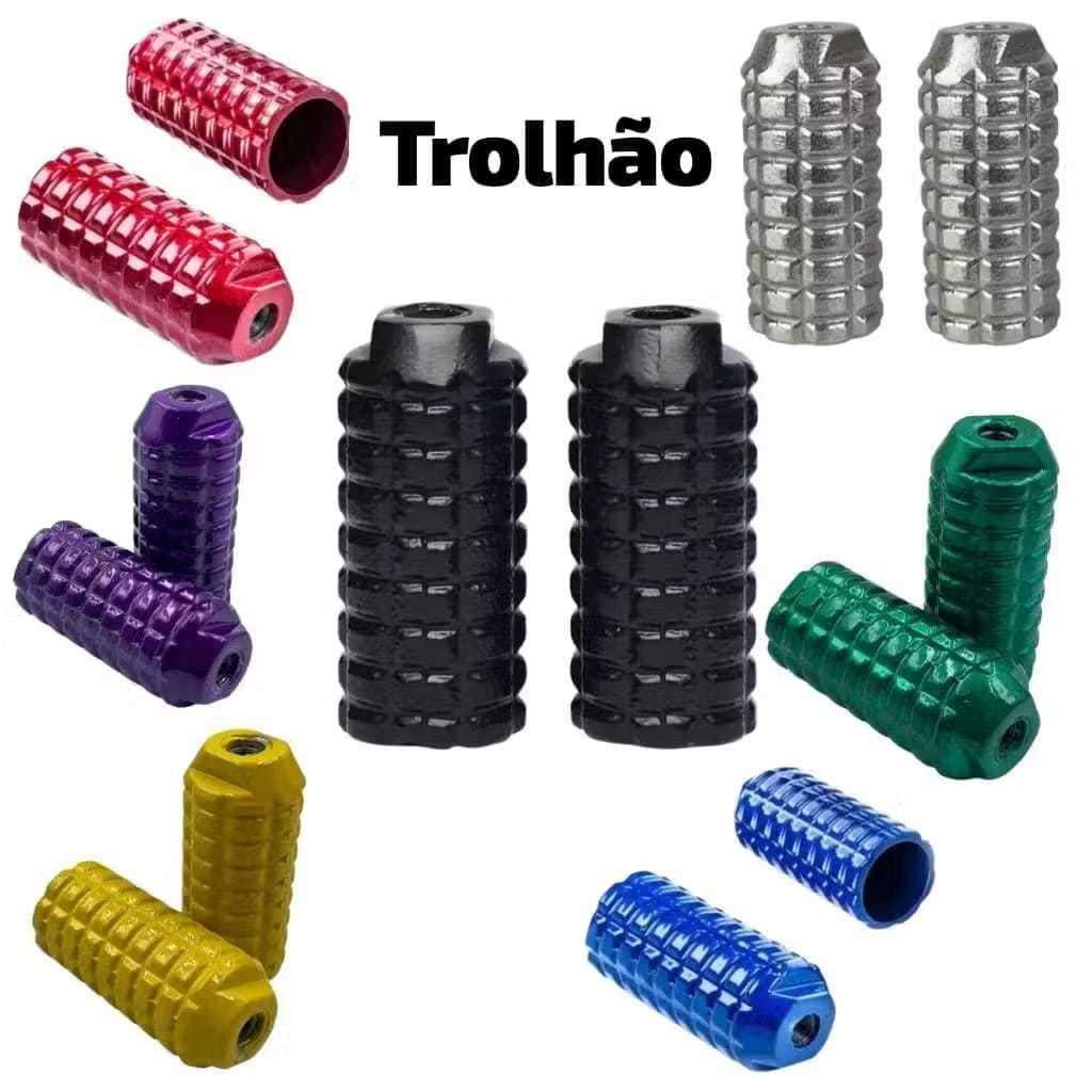 Pedaleira Apoio para Bicicleta Trolhão De Alumínio Cromado,preto,azul ou vermelho- Par.