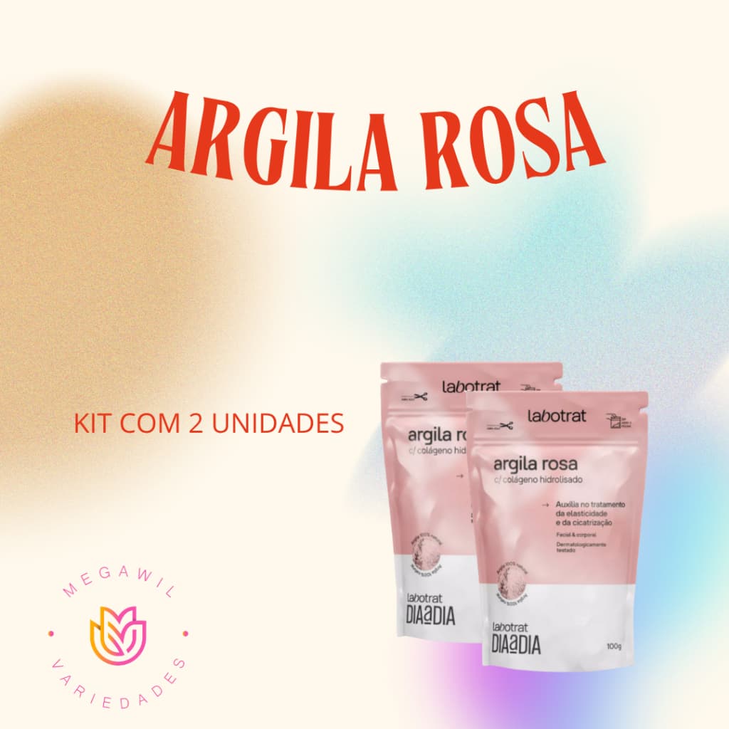 Kit 2 Argilas Rosas Labotrat 100g | Máscara Facial Corporal Detox E Rejuvenescedora