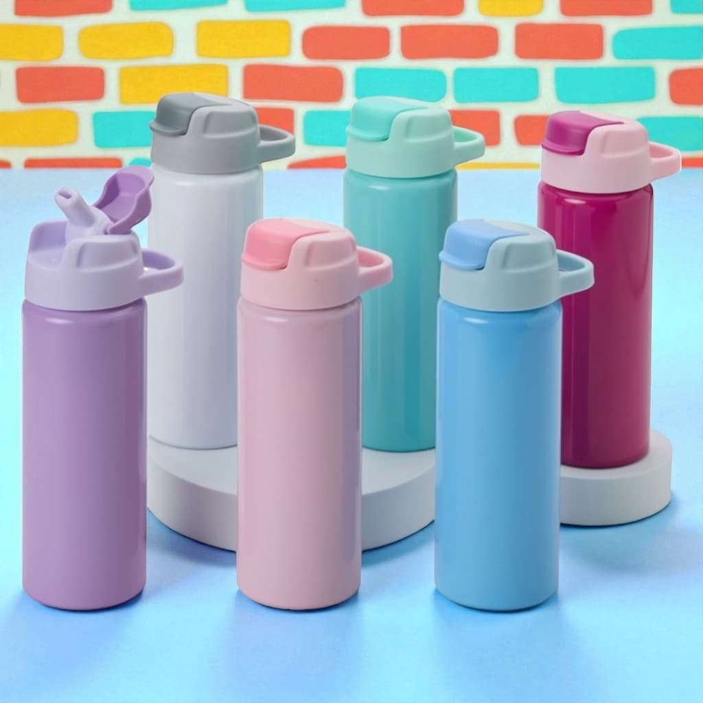 Garrafa Squeeze Inox 600ml com Alça Escolar Dia a Dia Trabalho Bico Flip Canudo Silicone