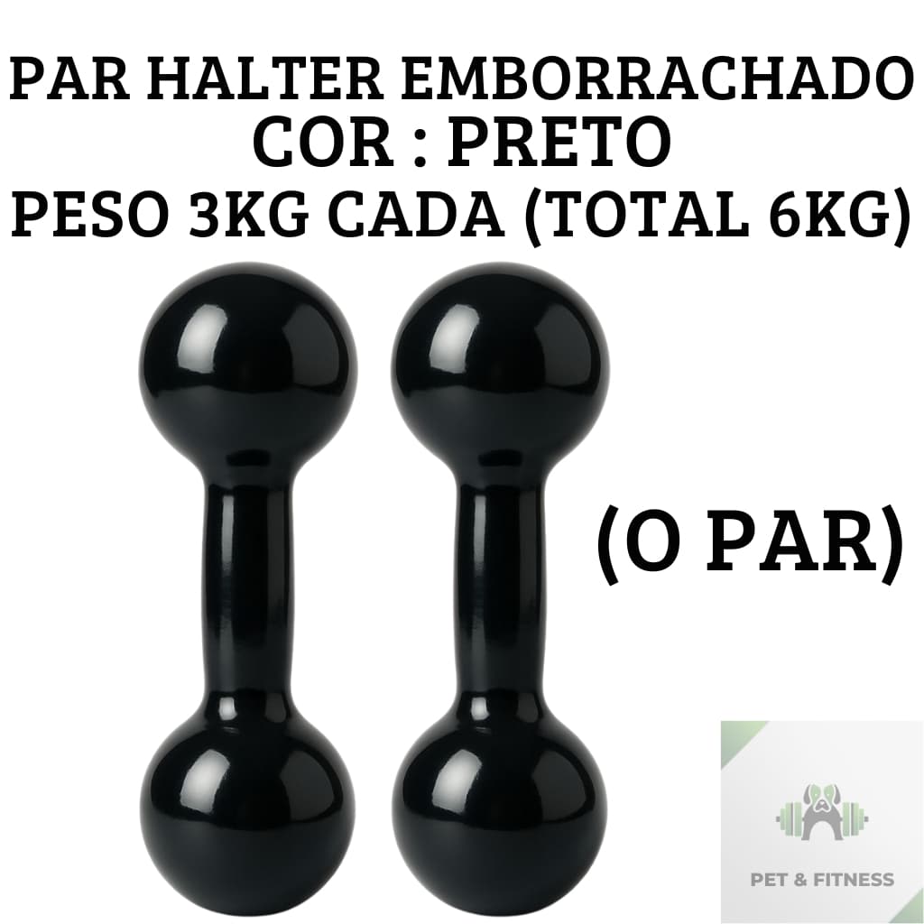 Halter 3kg o Par total 6kg Emborrachados Ferro Fundido Treino Em Casa Peso de Academia Promoção