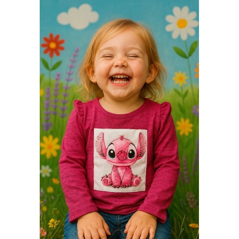 Blusa Infantil Feminina – Manga Longa | Modelos Stitch e Angel