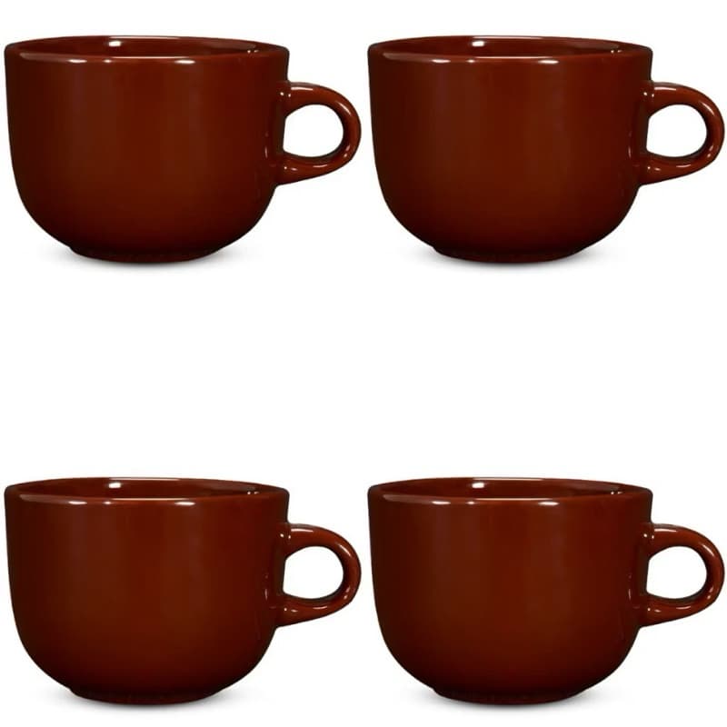 Kit 4 Caneca Consumê Jumbo 650mL de Cerâmica Caldos Sopas 12 Cores