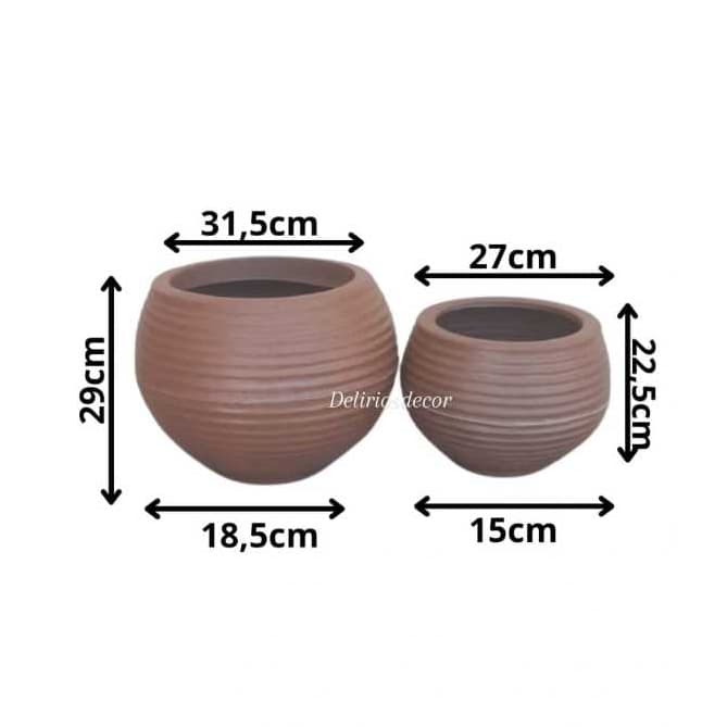 Vasos de plantas Ondulado  decorativo reciclável em polietileno,  P e M  Código 84 - 64