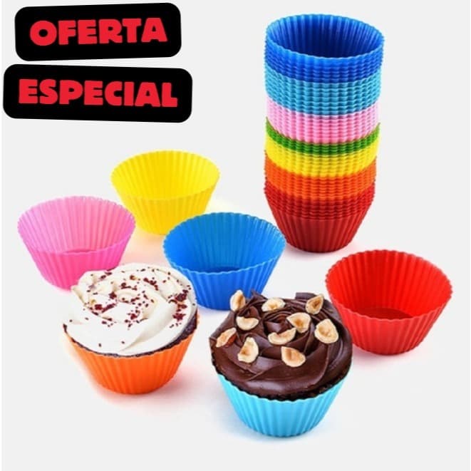 Formas (Forminhas) Antiaderente Silicone serve p/ assar cupcakes, empadas, muffins, pães de queijo, outras receita