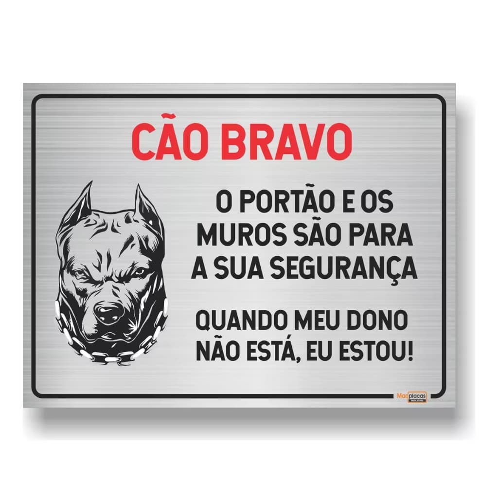 Placa de aviso , cão segurança propriedade particular 60x40