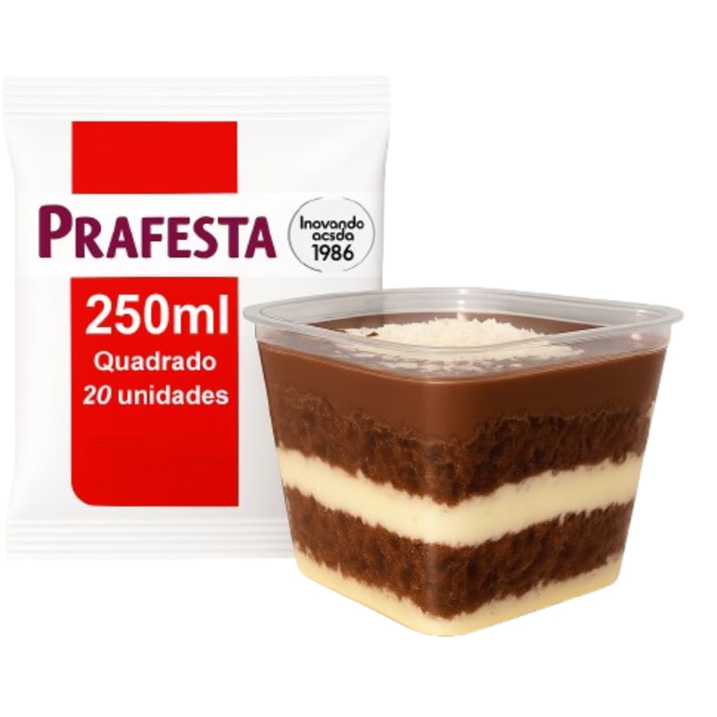 Prafesta 250ml – 120 Potes Quadrados c/ Tampa | Marmitaria, Doces,Vai ao Freezer e Micro-ondas