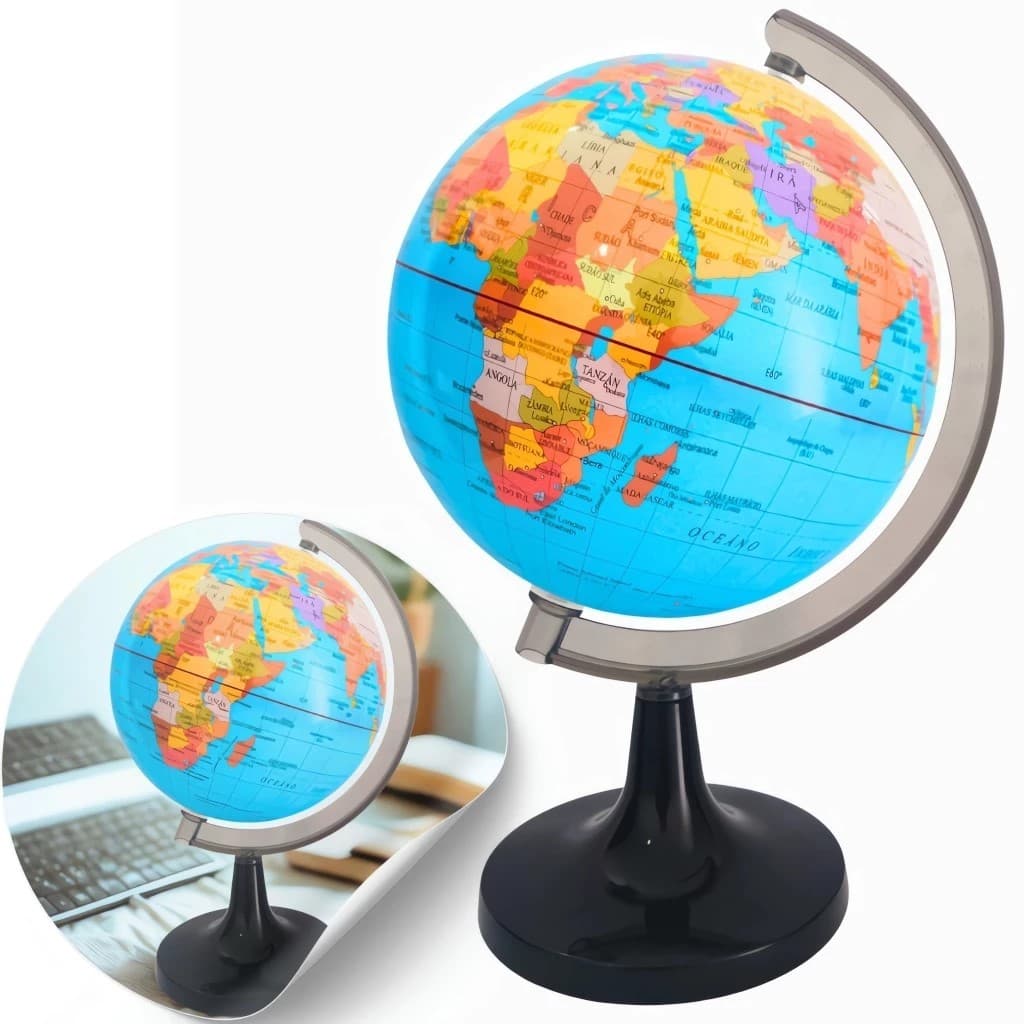 Globo Terrestre Giratório Escolar Mapa Mundi 16cm/23cm Decoração De Mesa