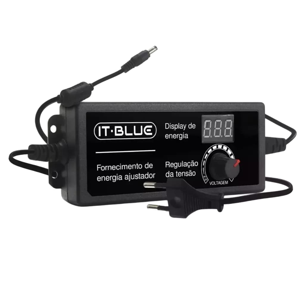 FONTE ALIMENTAÇÃO DIGITAL IT-BLUE 3A 12V TENÇÃO AJUSTAVEL CORRENTE ELETRICA 5A AC/DC LED