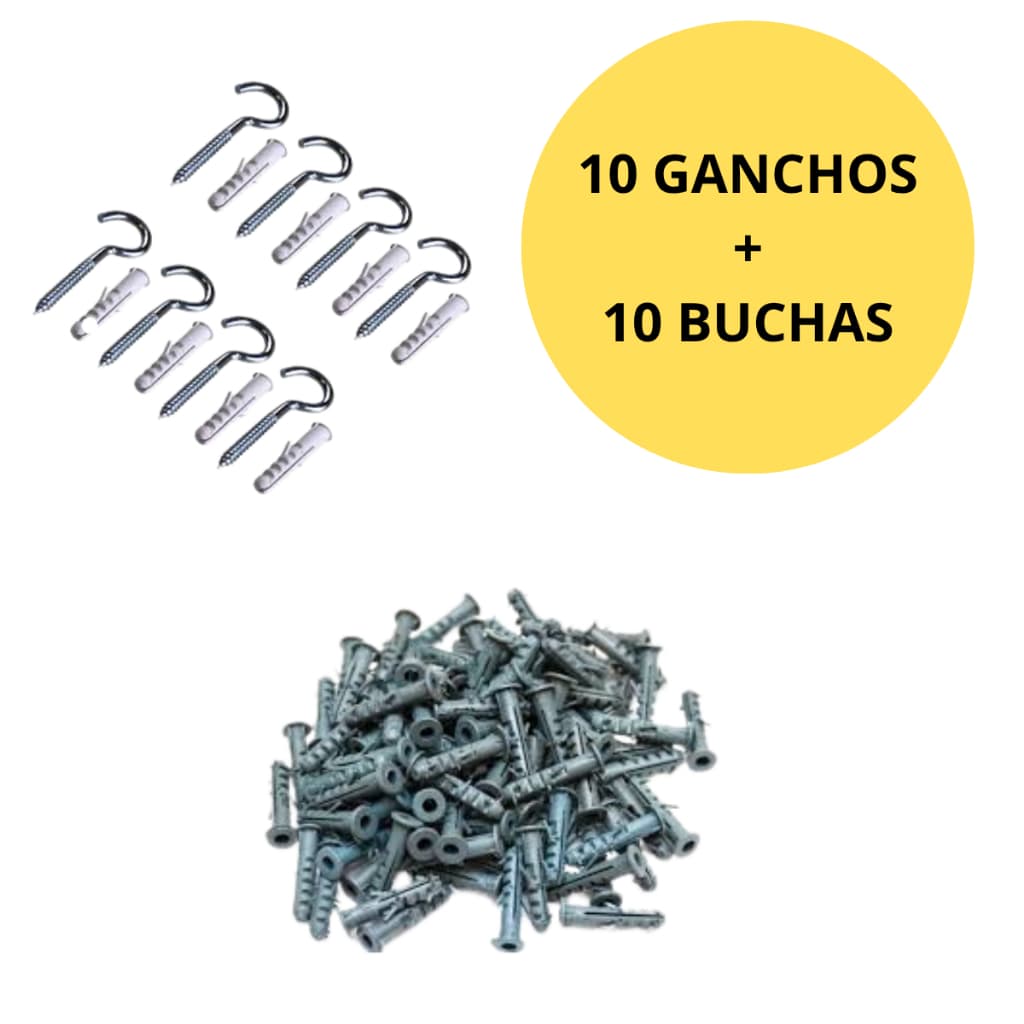 Parafuso Gancho Metal Com Bucha 8mm Para Parede Pendurar Vaso Varal Chaves