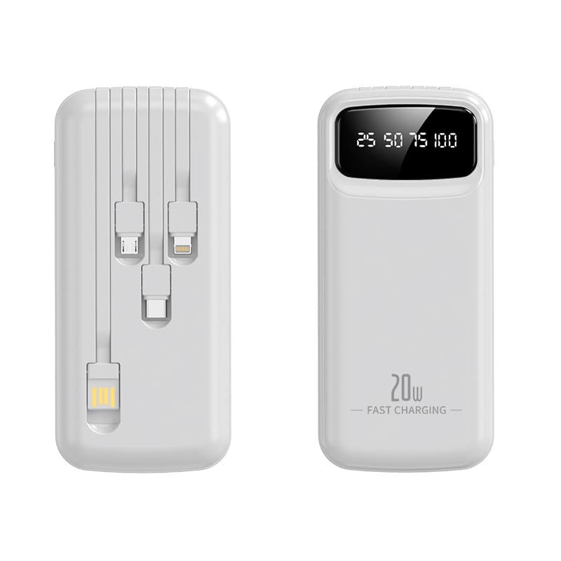 Carregador Portátil Power Bank 10000mah Universal Saida 4 Cabos，Display Inteligente