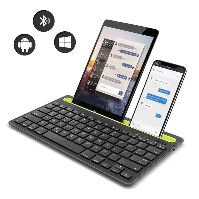 Teclado Bluetooth 3.0 Sem Fio 2.4GHz com Suporte para Tablet e Celular - Compatível com Android, iOS, Windows