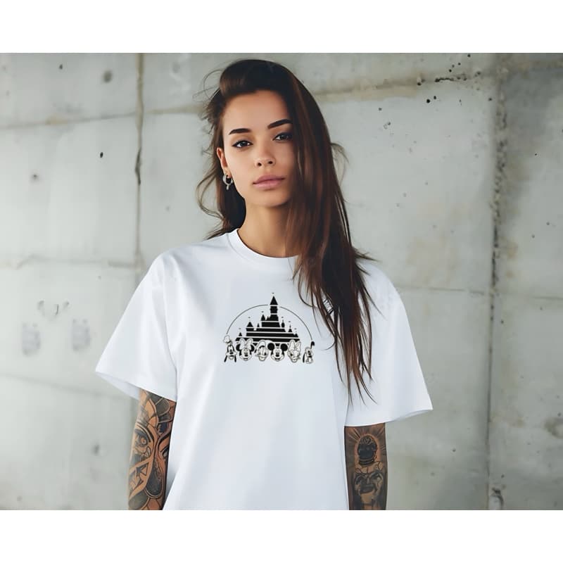 Camiseta Branca Feminina Castelo Disney Friends streetwear