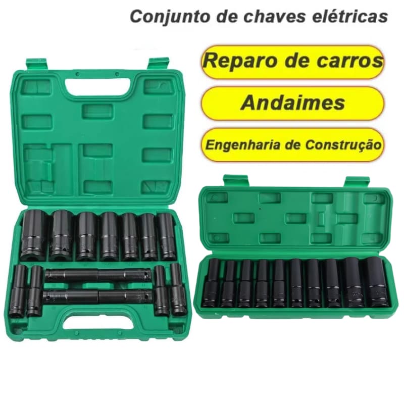 15/10 Peças Jogo de Soquetes  8 A 32mm de Impacto Longo 1/2