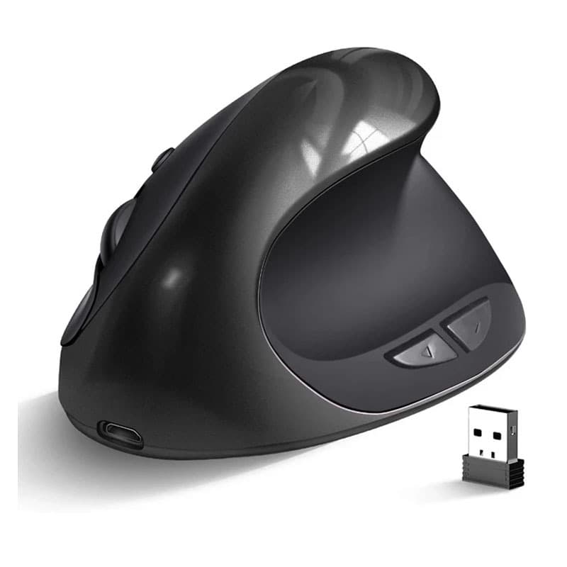 2.4GHz sem fio mouse vertical, 6 botões, 1600 DPI ajustável, para computadores e laptops