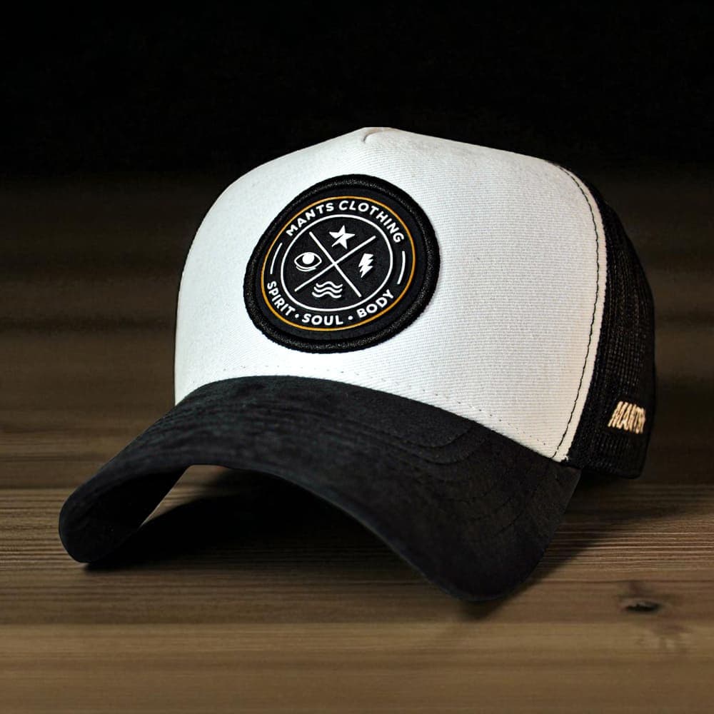 Boné Americano Trucker Tela Com Aba Suede Mants Clothing