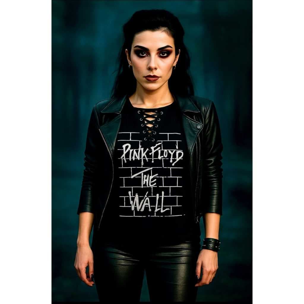 Blusa femenina de rock PINK FLOYD, decote V com ilhos, manga JAPONESA  estilosa e confortável